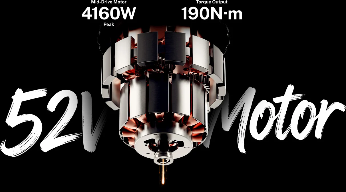 52 V Motor mit 4160 W Peak-Leistung und 190 Nm Drehmoment